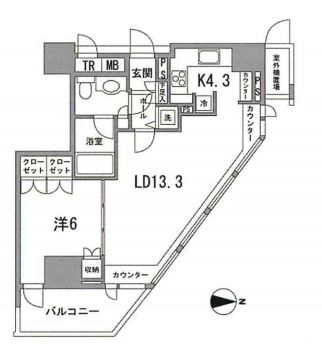 シティタワー四谷 8階 間取り図