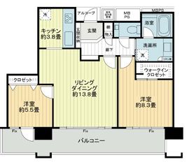 ライオンズタワー月島 19階 間取り図