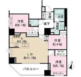 ザ・パークハウス水天宮前 5階 間取り図