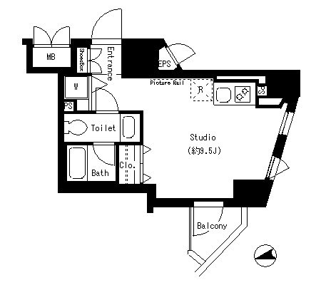 パークアクシス御徒町 201 間取り図