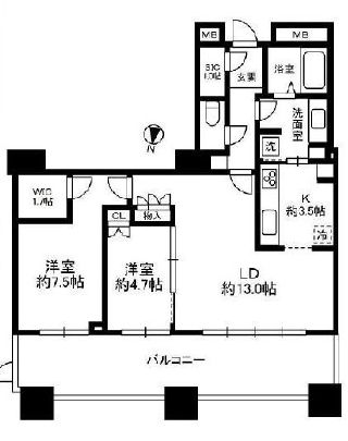 芝浦アイランド ケープタワー 46階 間取り図