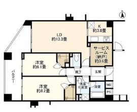 レジデンシャルアート代々木公園 5階 間取り図