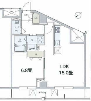 カスタリア本駒込 409 間取り図