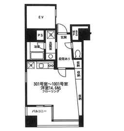 アクアキューブ銀座東 901 間取り図