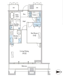 モメント汐留 2207 間取り図