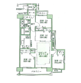 シティコート目黒 1-701 間取り図